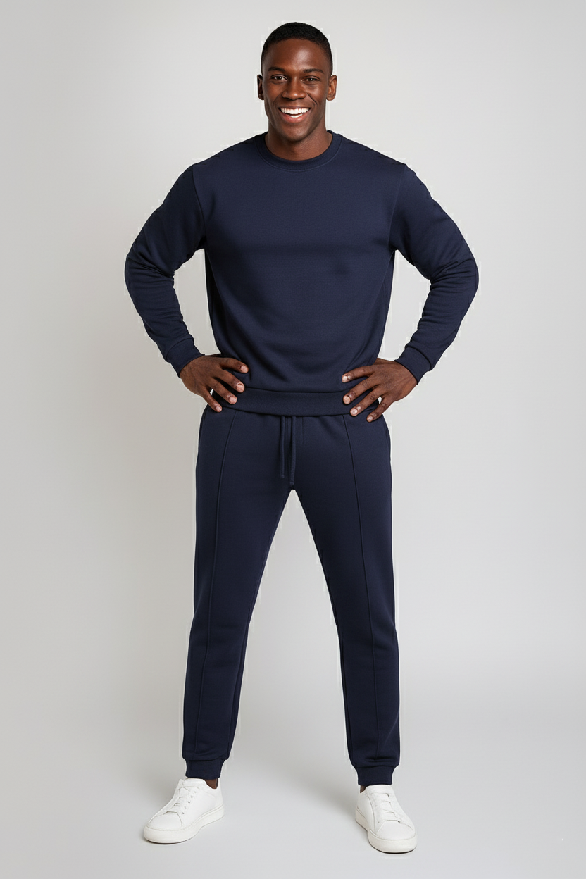 Stye Horizon Men's Sweatshirt & Jogger Two-Piece Set, Casual Drawstring Tracksuit