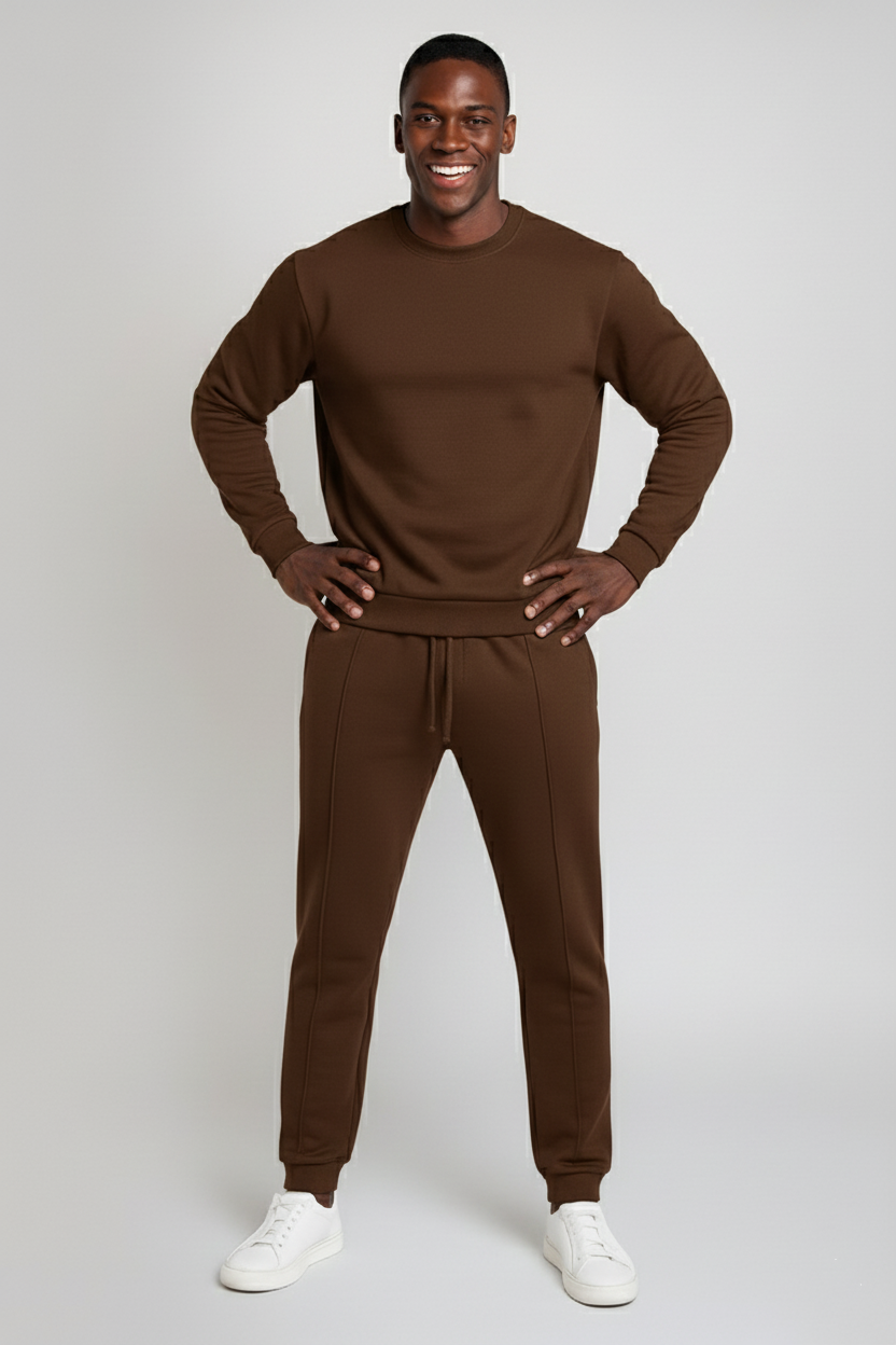 Stye Horizon Men's Sweatshirt & Jogger Two-Piece Set, Casual Drawstring Tracksuit