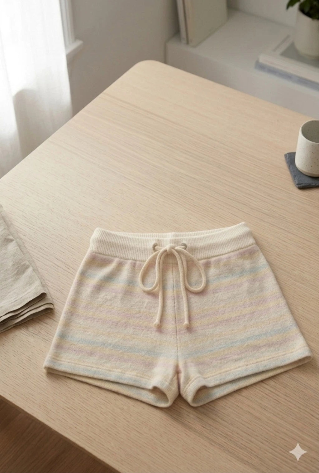 STYLE HORIZONS WOMENS STRIPED SHIRT AND SHORTS SET, CASUAL COMFY SHORT SLEEVE.