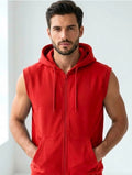 Mens Sleeveless Zip Up Hoodie