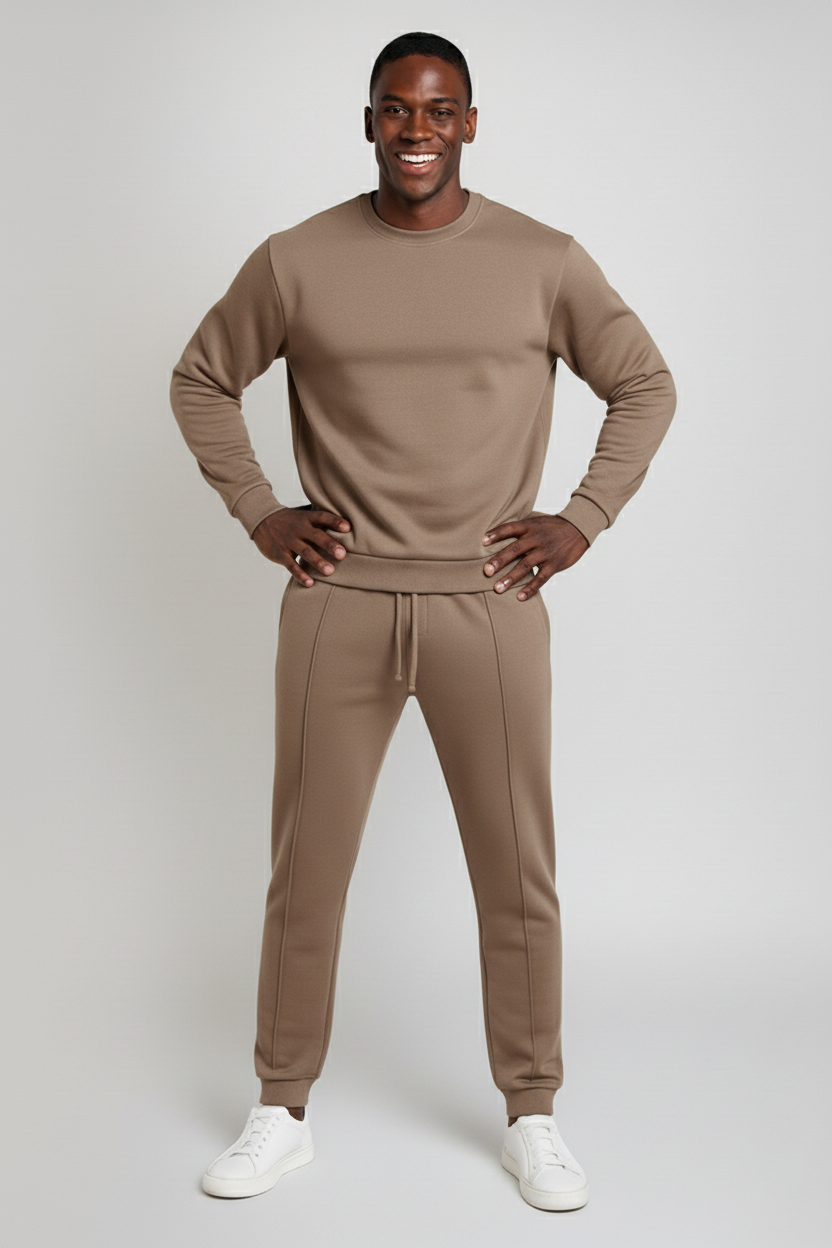Stye Horizon Men's Sweatshirt & Jogger Two-Piece Set, Casual Drawstring Tracksuit