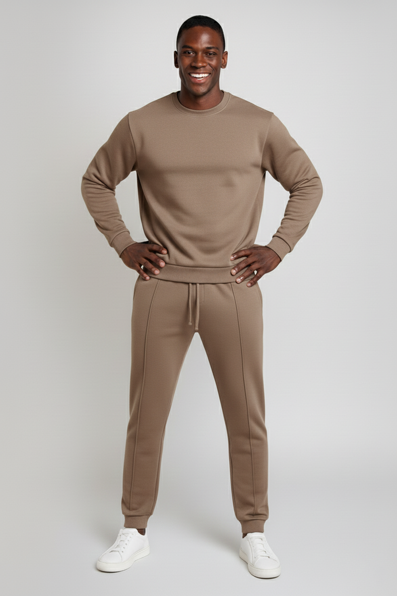 Stye Horizon Men's Sweatshirt & Jogger Two-Piece Set, Casual Drawstring Tracksuit