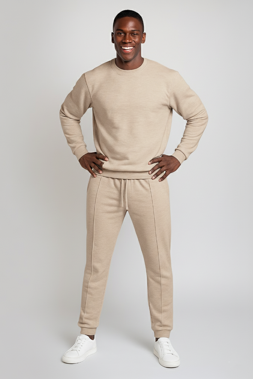 Stye Horizon Men's Sweatshirt & Jogger Two-Piece Set, Casual Drawstring Tracksuit